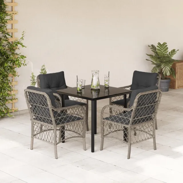 vidaXL 5-delige Tuinset met kussens poly rattan lichtgrijs grijs, foto 2