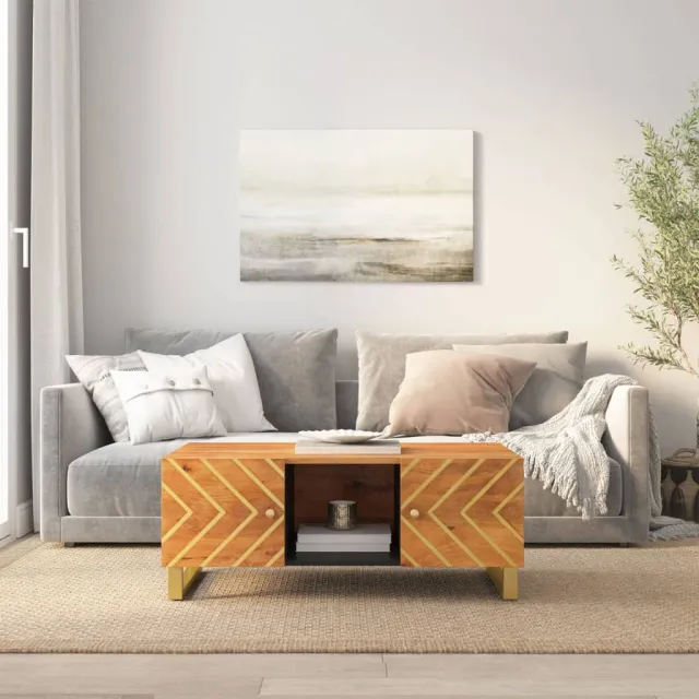 vidaXL Salontafel 100x54x40 cm massief mangohout bruin en zwart, foto 2