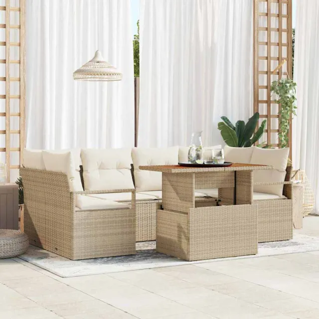vidaXL Tuin Sofa Set 7 st Beige en Crème poly rattan