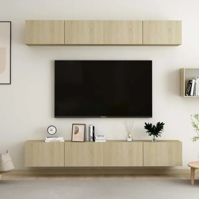 vidaXL Tv-meubelen 4 st 100x30x30 cm bewerkt hout sonoma eikenkleurig, foto 2