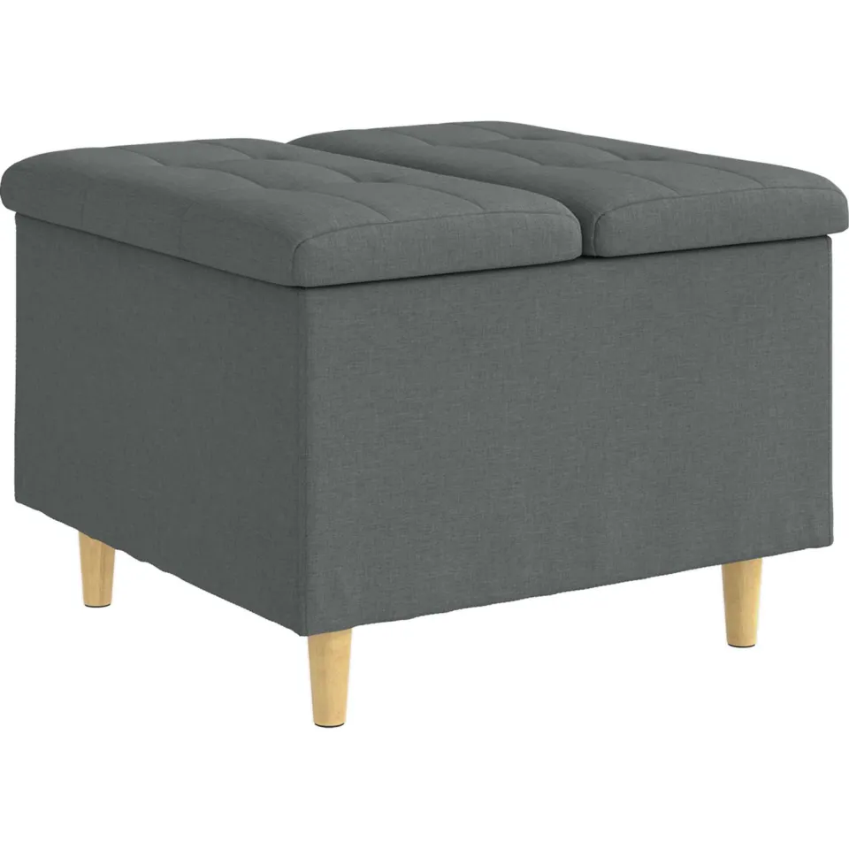 vidaXL Ottoman met Opbergruimte Donkergrijs 60 x 60 x 45 cm Stof