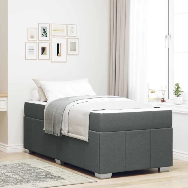 vidaXL Bedframe met matras Donkergrijs 120 x 190 cm Stof