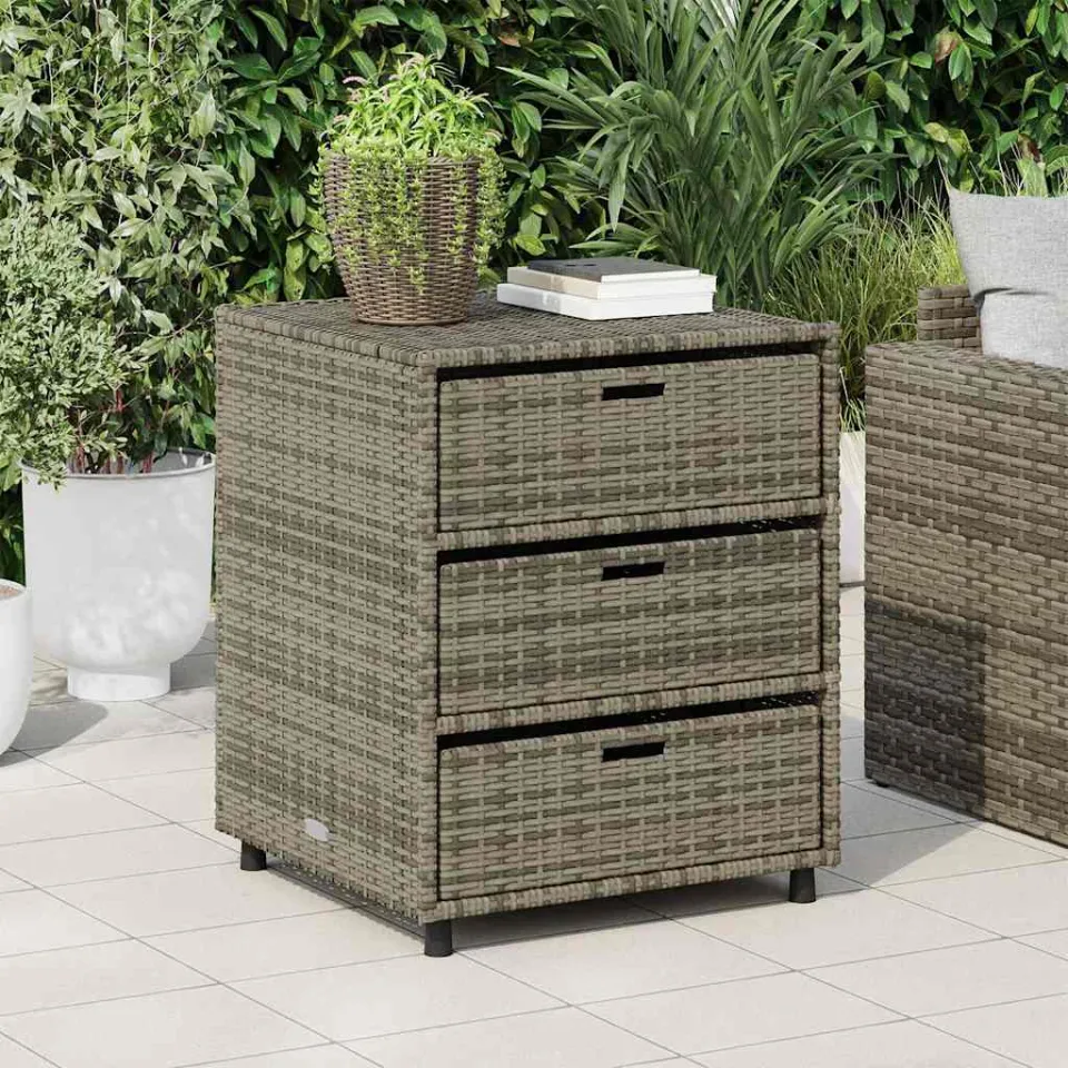 vidaXL Tuinkast 55x59x69 cm poly rattan grijs, foto 3