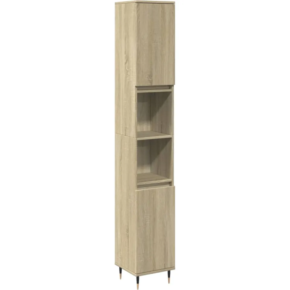 vidaXL 3-delige Badkamermeubelset bewerkt hout sonoma eikenkleurig, foto 3