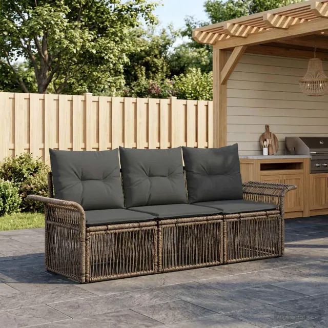 vidaXL Tuinbankenset 3 st 3-zits Grijs poly rattan, foto 2