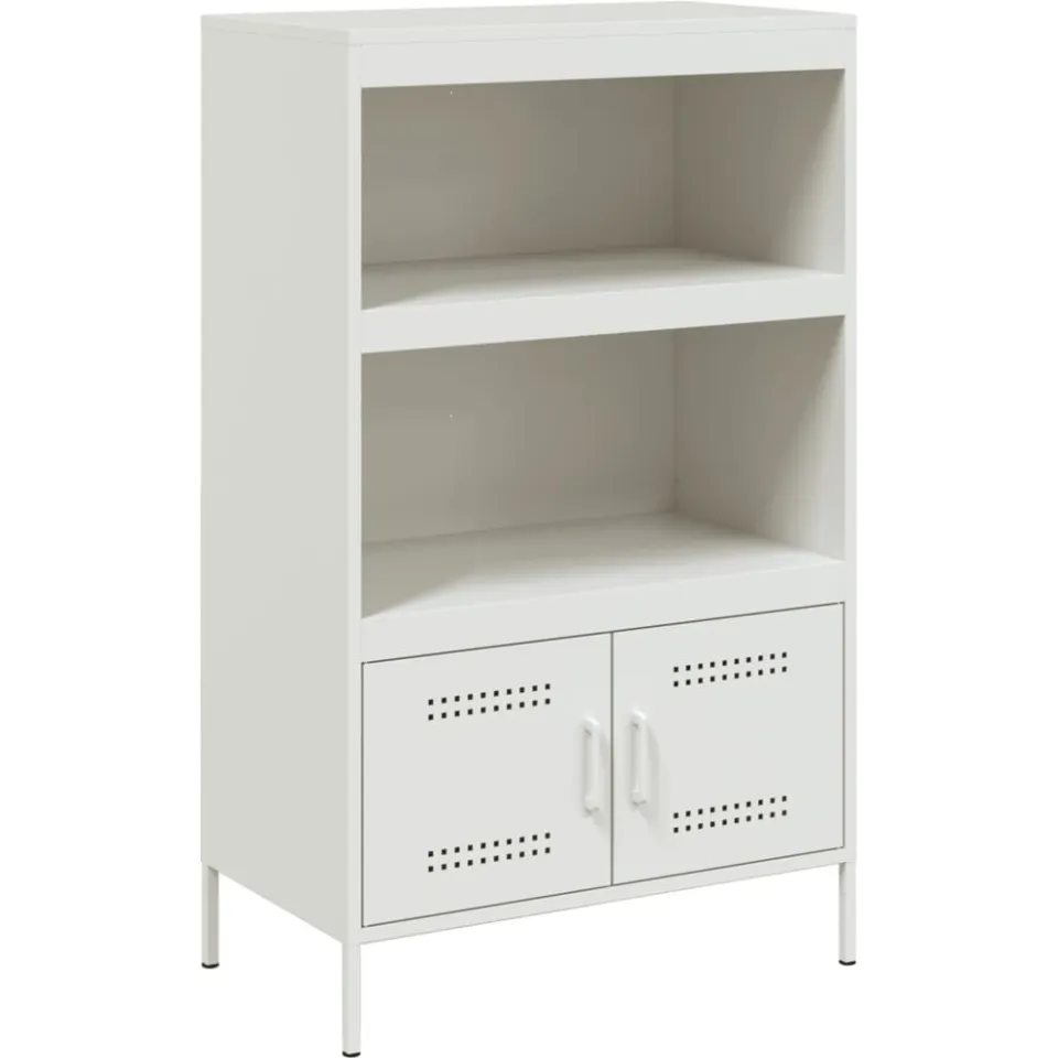vidaXL Hoge kast 68x39x113 cm staal wit