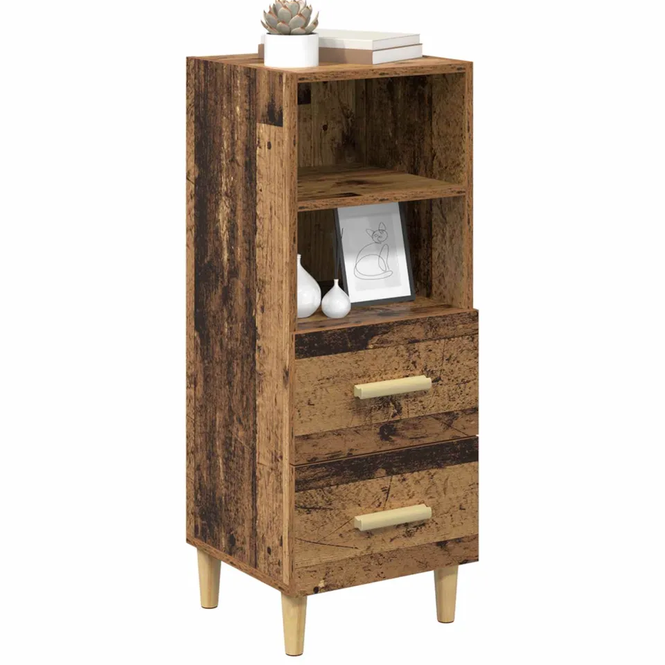 vidaXL Dressoir Oud hout 34 x 34.5 x 90 cm Bewerkt hout Bruin