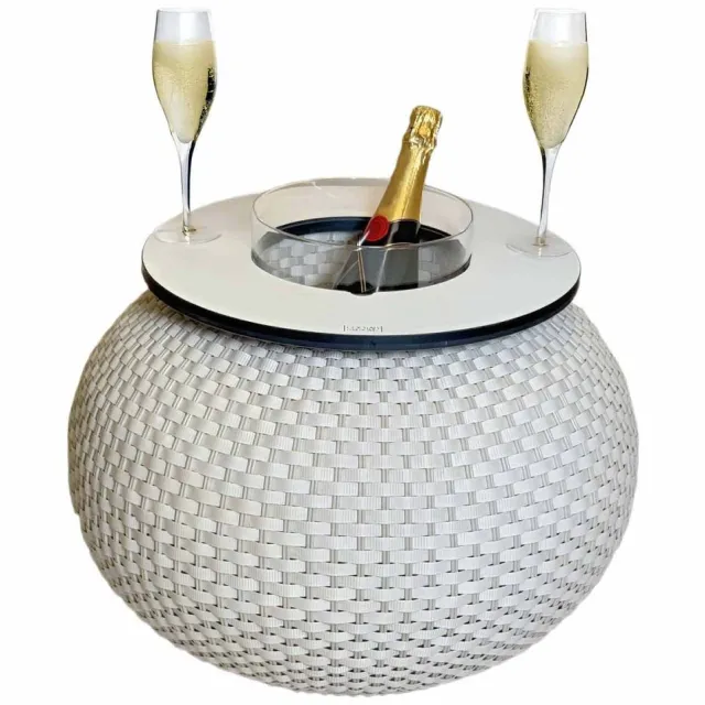 COOTAB Cooler Table 3-in-1 Loungetisch mit Acryl-Kühler Milano 40 cm champagner