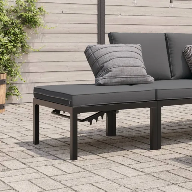 vidaXL Tuinkruk met kussen aluminium zwart, foto 2