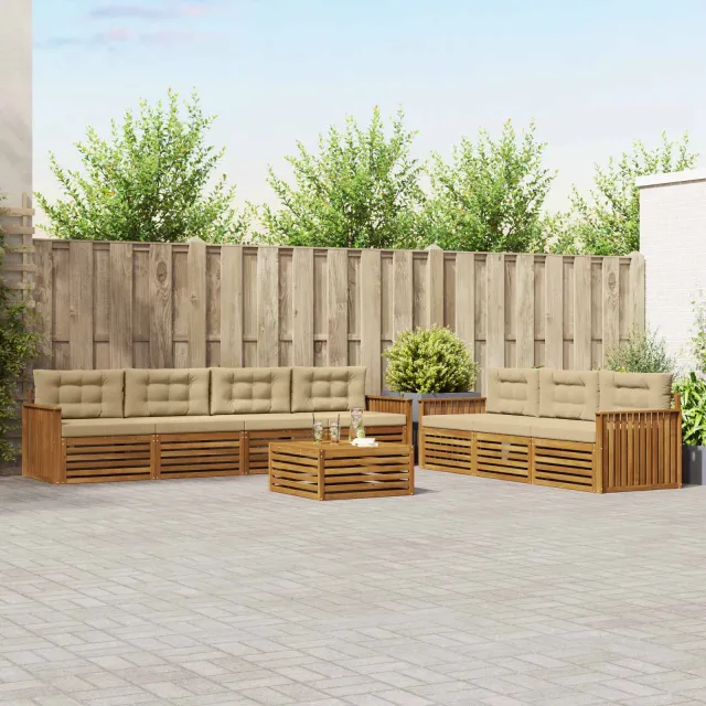vidaXL Buiten bankenset 8 st 7-zits Natuurlijk en Beige
