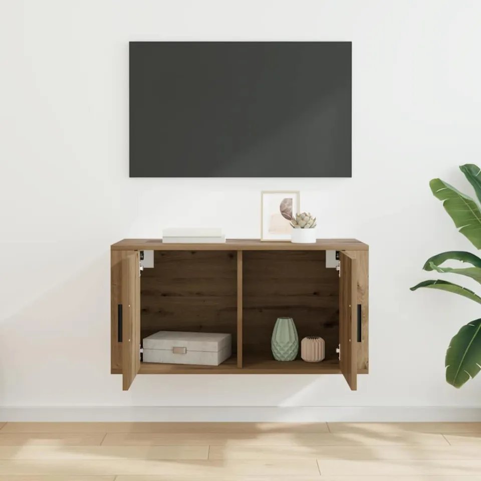vidaXL Wandgemonteerde TV-kast 80 x 34.5 x 40 cm Bewerkt hout bruin, foto 4