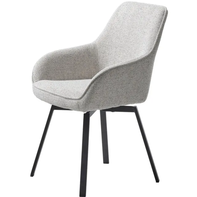 Giga Living Eetkamerstoel Alma - Draaibaar Off White - Stof & Metaal - Set van 2