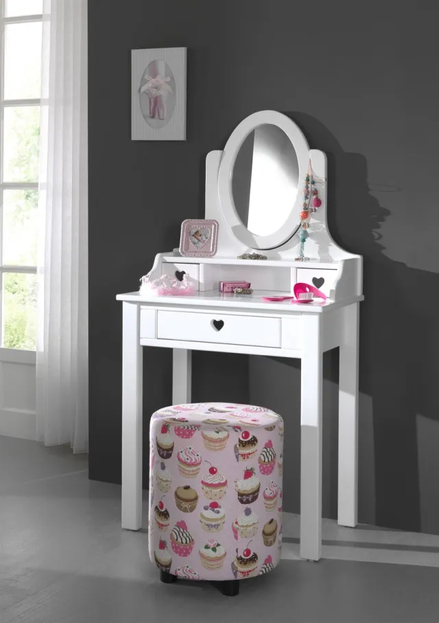 Vipack Kinderkaptafel-Amori-met-spiegel-hout-wit