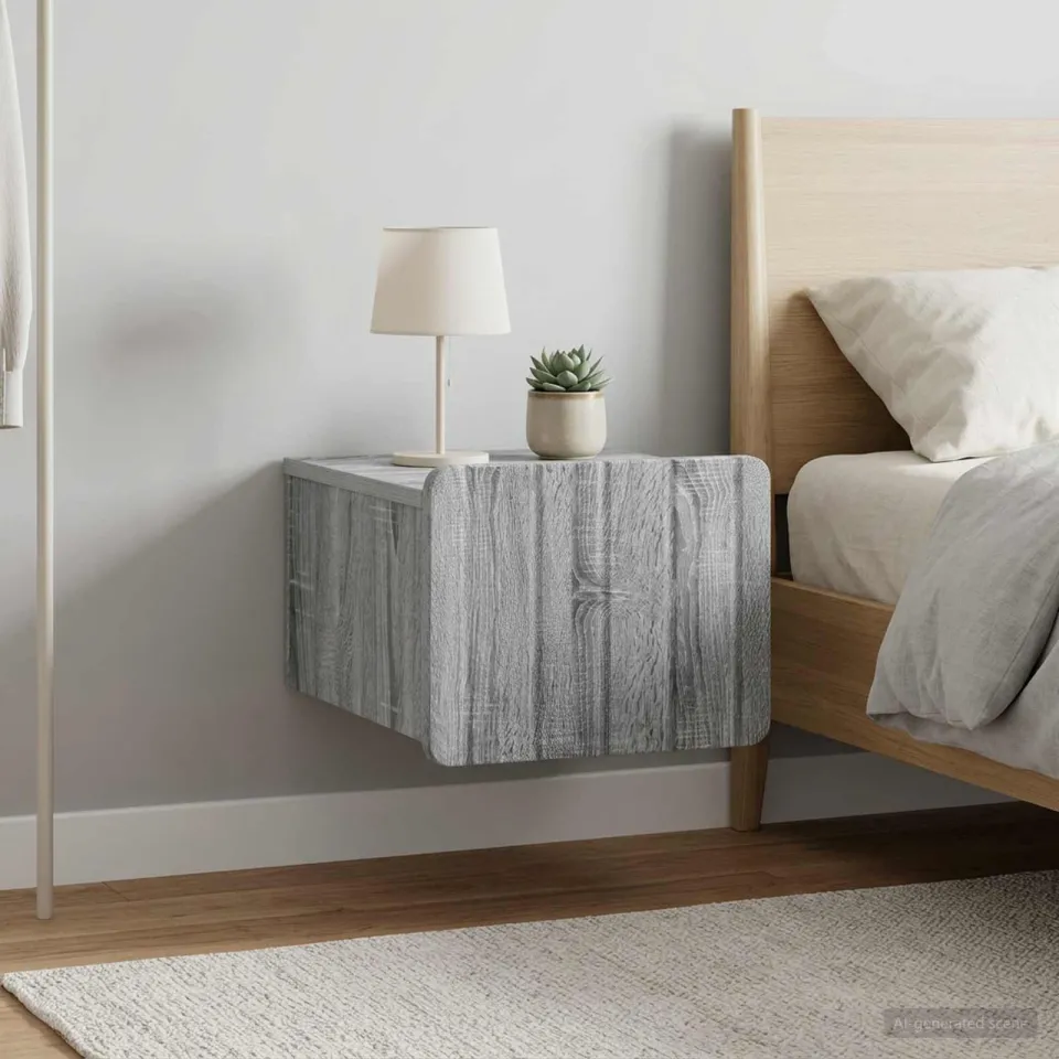 vidaXL Wandbeugel Bedkast 2 st Grijs sonoma 33 x 34,5 x 24 cm, foto 4