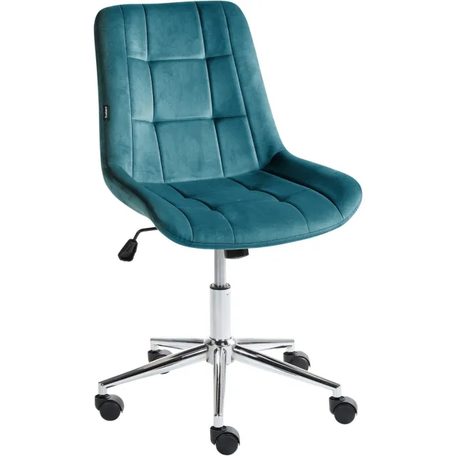Beliani MELROSE - Bureaustoel - Blauwgroen - Fluweel