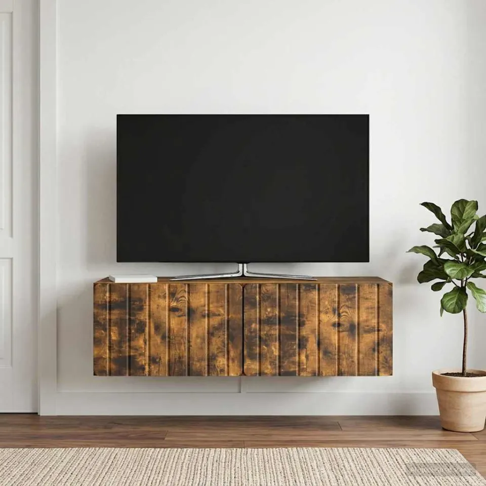 vidaXL Wandbeugel TV-kast 98 x 41 x 30 cm Gerookt eiken Bewerkt hout, foto 4