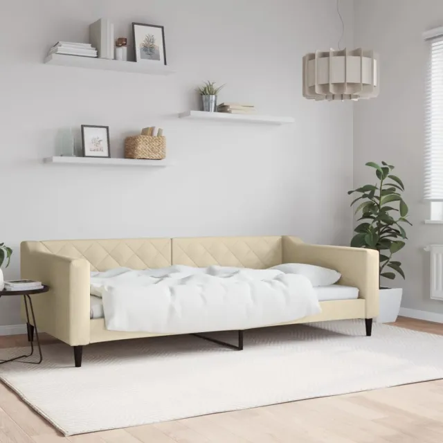 vidaXL Slaapbank 100x200 cm stof crèmekleurig