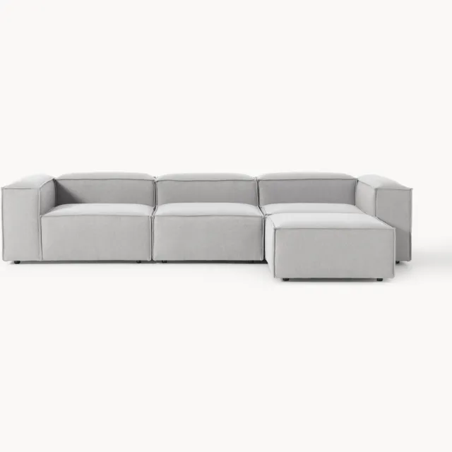 Westwing Collection Modulaire bank Lennon (4-zits) met poef (links/rechts) Grijs