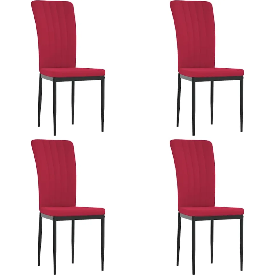 vidaXL Eetkamerstoelen 4 st fluweel wijnrood, foto 3
