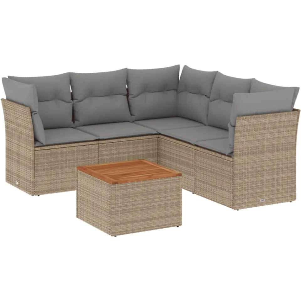 vidaXL Patio Sofa Set 6-zits Beige mix en grijs, foto 4