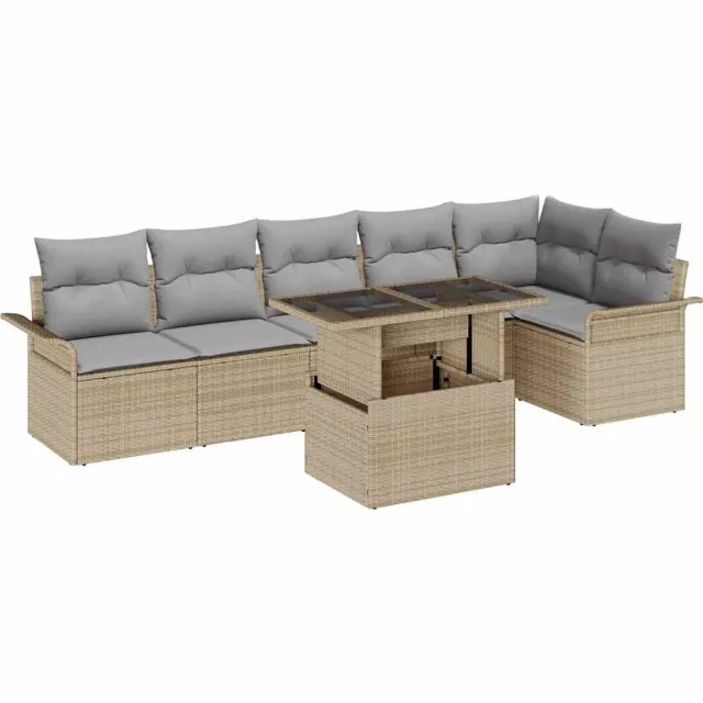 vidaXL Tuin Sofa Set 7 st Beige [Synthetisch]: Poly Rattan