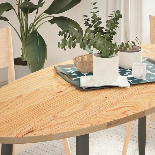 vidaXL Tafelblad 140x60x2 cm ovaal massief eikenhout Bruin