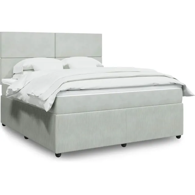 vidaXL Boxspring met matras fluweel lichtgrijs 180x200 cm grijs