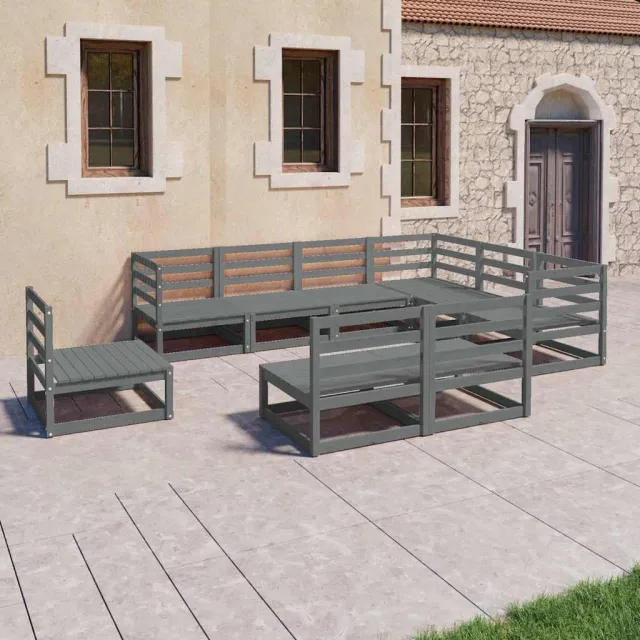 vidaXL 9-delige Loungeset massief grenenhout grijs, foto 2