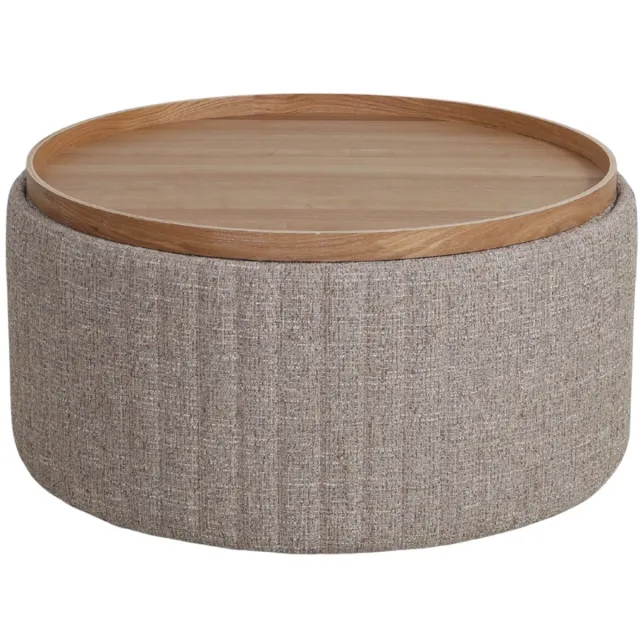 DÉJA Living Salontafel Angela - Taupe/Naturel - Ø80cm - Incl. Opbergruimte
