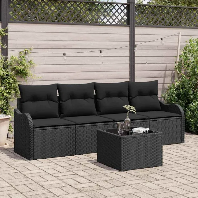vidaXL Tuin Sofa Set Zwart poly rattan, foto 2
