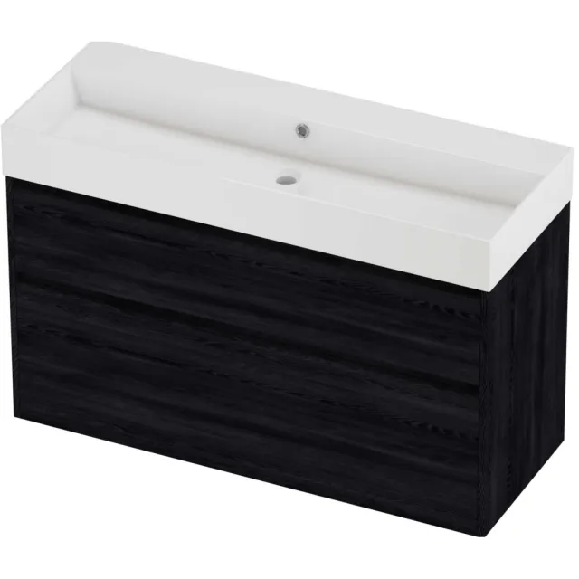Proline Zara Badmeubelset Porselein Loft 120x46x78 cm Glans Wit Black Oak