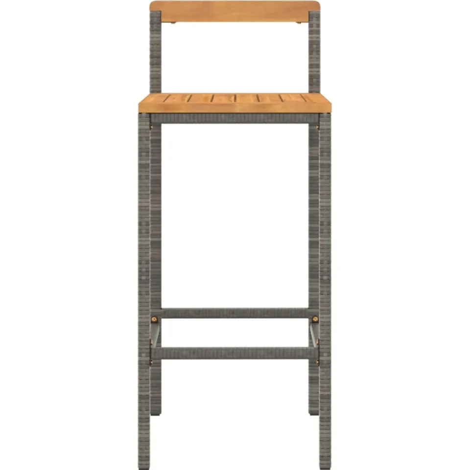 vidaXL Barkrukken 4 st poly rattan en massief acaciahout grijs, foto 4