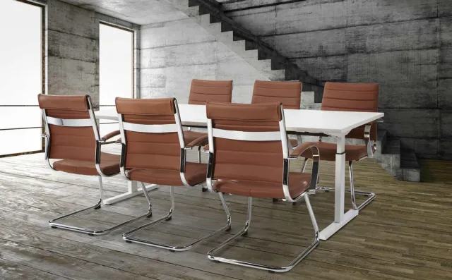 ABC Kantoormeubelen T-poot bureau vergadertafel Quick 200x100cm bladkleur Ahorn framekleur Zwart (RAL9005) Zwart (RAL9005)/Ahorn