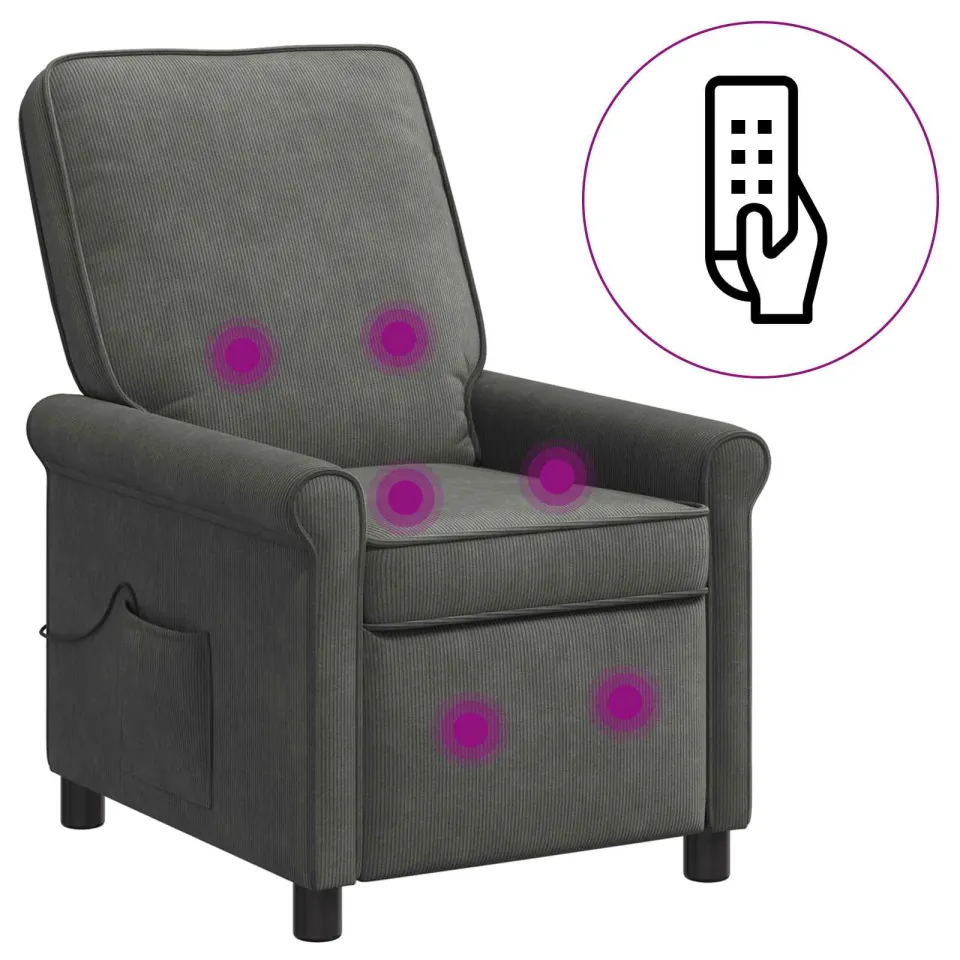 vidaXL Massage-relaxstoel Donkergrijs 69 x 95 x 101 cm Stof, foto 2