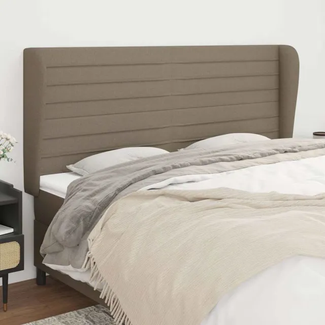 vidaXL Hoofdbord met randen 203x23x118/128 cm stof taupe
