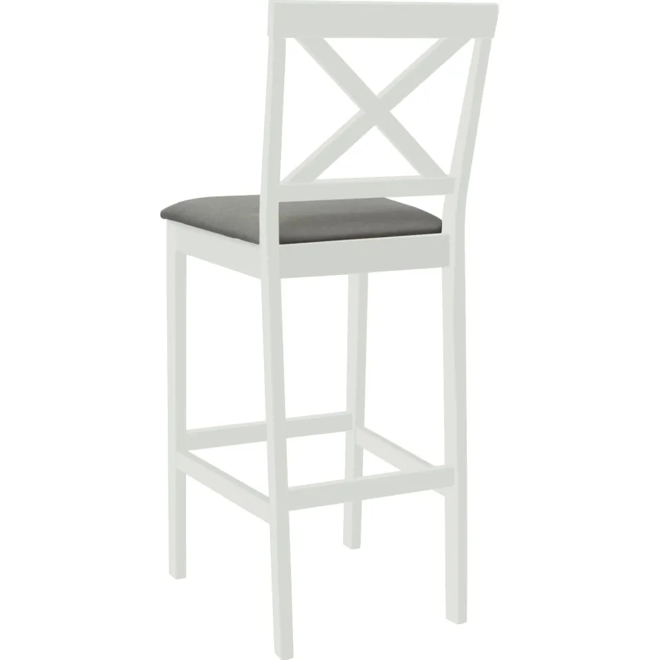 vidaXL Barkruk 2 st Wit en Grijs Massief Rubberhout en Stof, foto 4
