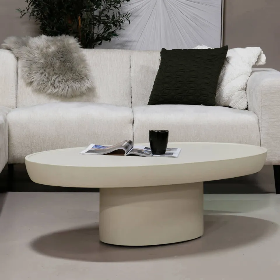 Giga Meubel Salontafel Livinia Ovaal - Beige - 120x65x39cm, foto 3