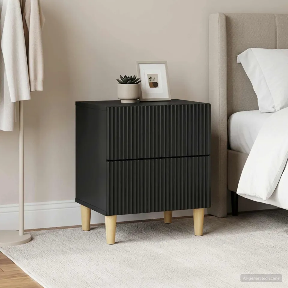 vidaXL Nachtkastje 2 st Zwart 43 x 34,5 x 48 cm Bewerkt hout, foto 4