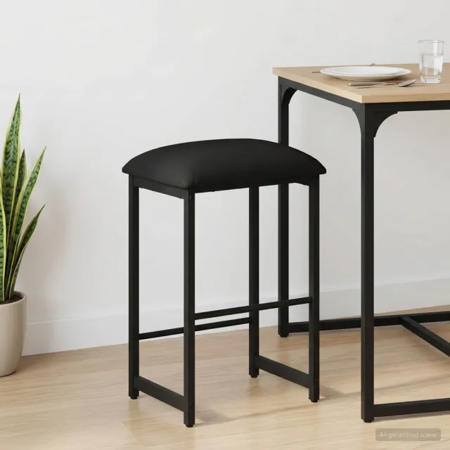 vidaXL Barkruk Zwart 40 x 32 x 74 cm Bewerkt hout, foto 2