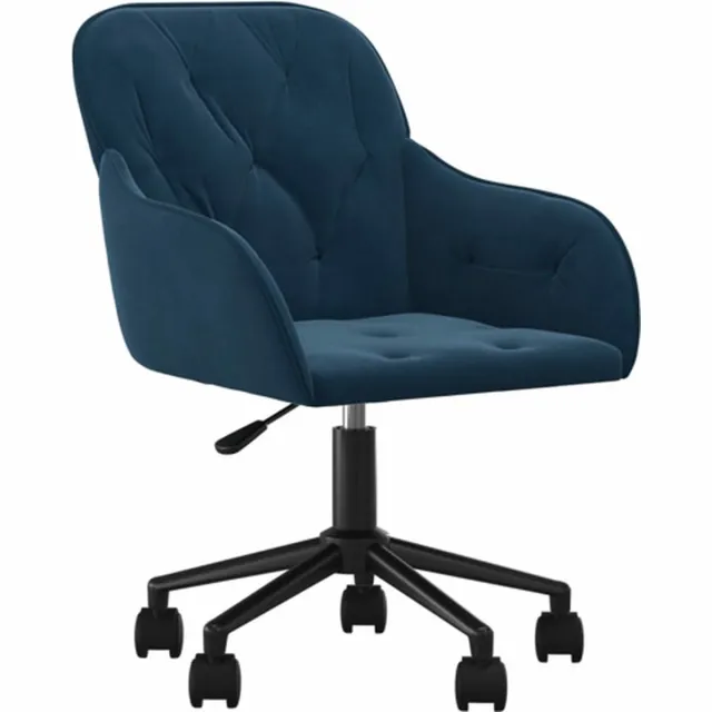 vidaXL Kantoorstoel - draaibaar - fluweel - blauw