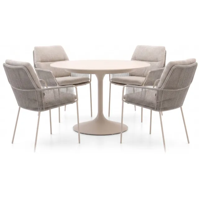 Suns Punta/Nova ø120cm dining tuinset 5-delig Taupe