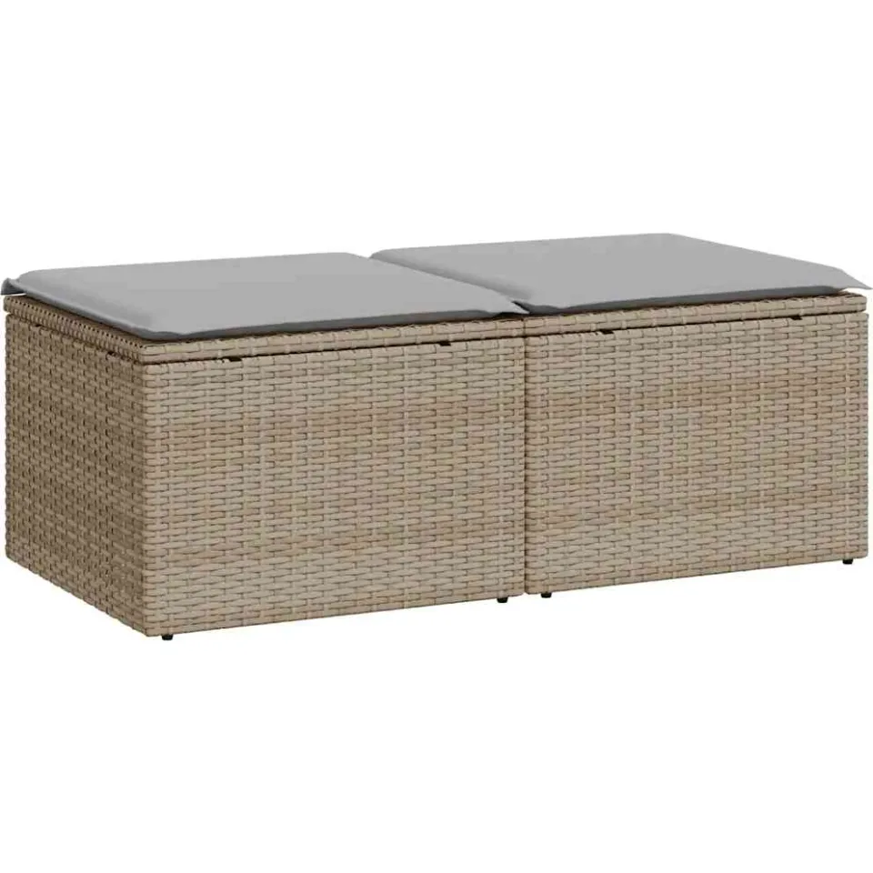 vidaXL 2-delige Loungeset met kussens poly rattan acacia beige