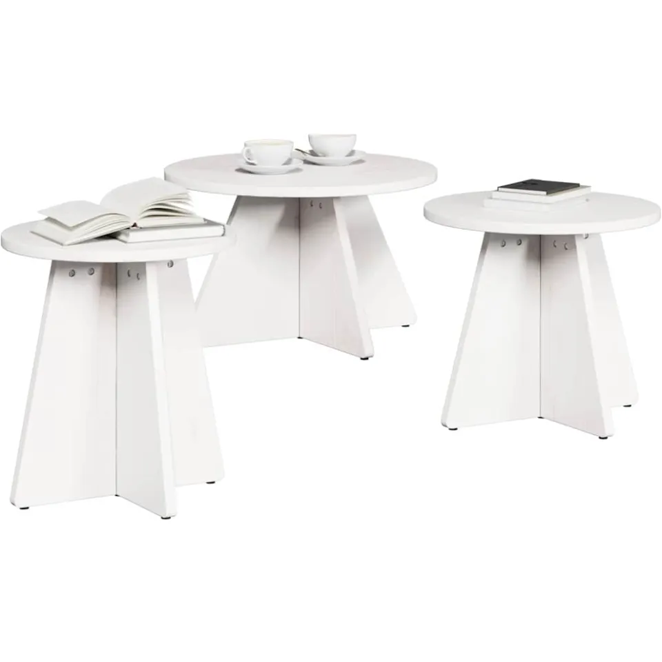 vidaXL Salontafel 3 st Wit 49 x 49 x 30 cm