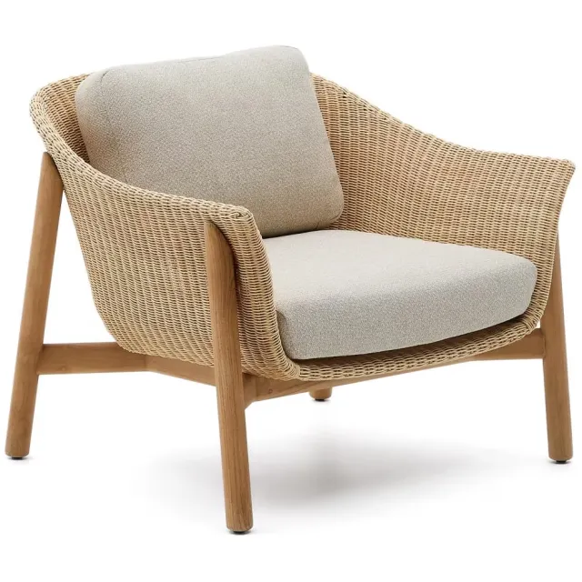 Kave Home Galea fauteuil teakhout rattan
