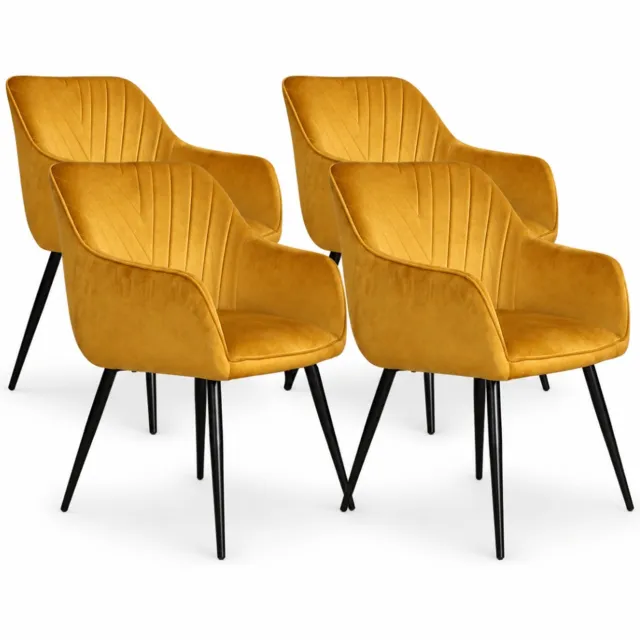 DS4U Gaby eetkamerstoel - Set van 4 - Goud - Velvet - Met armleuning