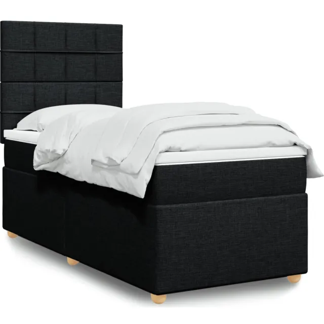 vidaXL Boxspring met matras stof zwart 80x200 cm