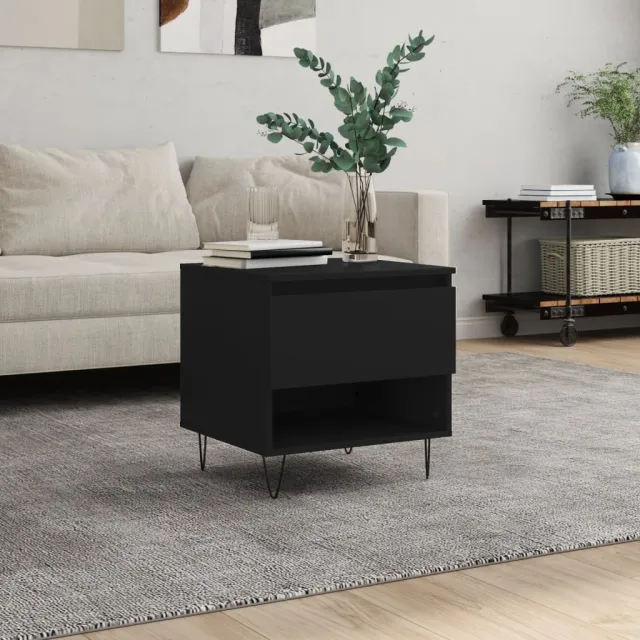 vidaXL Salontafel 50x46x50 cm bewerkt hout zwart, foto 2