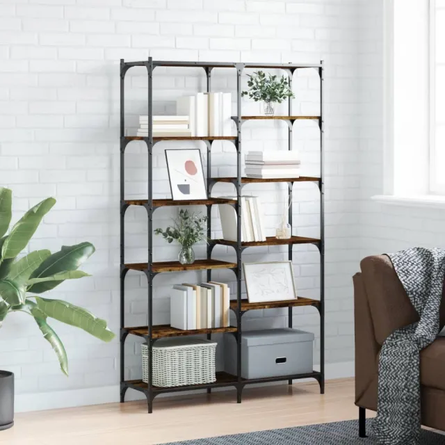 vidaXL Boekenrek 100x32x170 cm bewerkt hout en ijzer gerookt eiken, foto 2