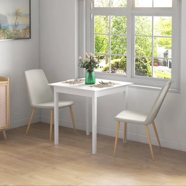REDOM Vierkante Eettafel - Voor 2 Personen - Landelijke Stijl - Keuken En Eetkamer - Hout - Wit - 75 X 75 X 76 Cm White