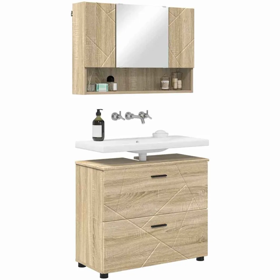 vidaXL Badkamermeubelset 2 st Sonoma Eiken 76,5 x 35 x 64 cm, foto 2